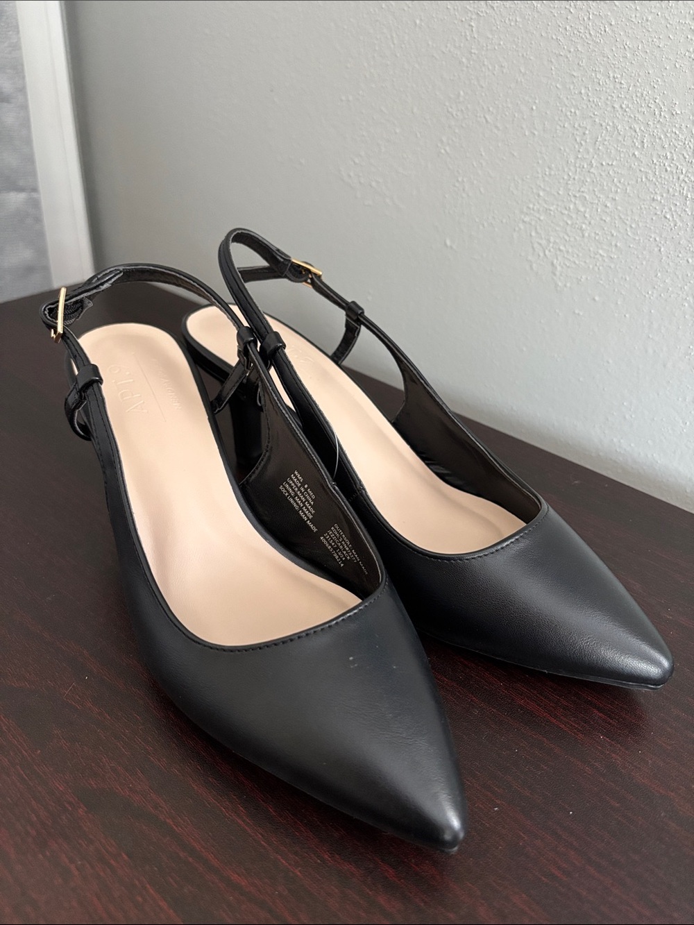 Apt. 9 Black Pointed Leather Slingback Mules - Picture 7 of 16